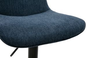Tabourets de bar réglables pivotants 360° en tissu effet velours texturé bleu foncé et métal noir (lot de 2) BOOST