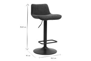 Tabourets de bar réglables pivotants 360° en tissu effet velours texturé bleu foncé et métal noir (lot de 2) BOOST