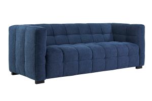 Canapé design 3 places en tissu effet velours texturé bleu foncé CORTO