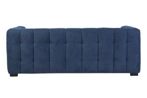 Canapé design 3 places en tissu effet velours texturé bleu foncé CORTO