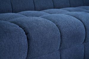 Canapé design 3 places en tissu effet velours texturé bleu foncé CORTO