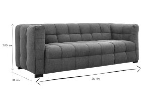 Canapé design 3 places en tissu effet velours texturé bleu foncé CORTO