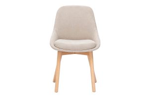 Chaises scandinaves en tissu effet velours beige et bois clair massif (lot de 2) HOLO
