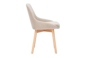 Chaises scandinaves en tissu effet velours beige et bois clair massif (lot de 2) HOLO