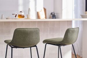 Tabourets de bar en tissu vert kaki et métal H65 cm (lot de 2) BOOST