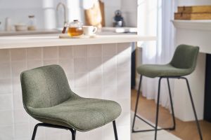 Tabourets de bar en tissu vert kaki et métal H65 cm (lot de 2) BOOST