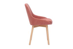 Chaises scandinaves en tissu effet velours texturé terracotta et bois clair massif (lot de 2) HOLO