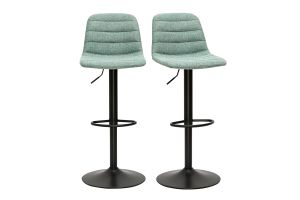 Tabourets de bar réglables en tissu effet velours texturé céladon et métal (lot de 2) SAURY