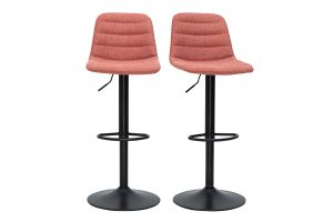 Tabourets de bar réglables en tissu effet velours texturé terracotta et métal (lot de 2) SAURY