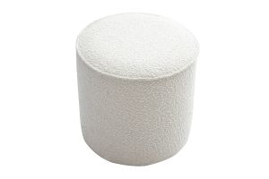 Pouf rond en tissu effet laine bouclée blanc D40 cm PAUL