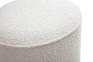Pouf rond en tissu effet laine bouclée blanc D40 cm PAUL