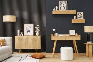 Pouf rond en tissu effet laine bouclée blanc D40 cm PAUL