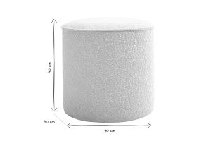 Pouf rond en tissu effet laine bouclée blanc D40 cm PAUL