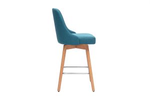 Tabourets de bar scandinaves pivotants 360° en tissu bleu canard et bois hêtre massif H65 cm (lot de 2) HASTA