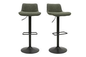 Tabourets de bar réglables pivotants 360° en tissu vert kaki et métal noir (lot de 2) BOOST