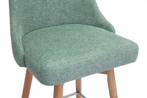 Tabourets de bar scandinaves pivotants 360° en tissu effet velours texturé vert céladon et bois hêtre massif H65 cm (lot de 2) HASTA