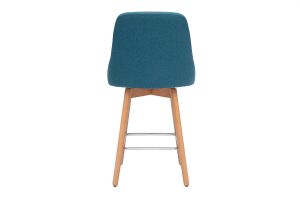 Tabourets de bar scandinaves pivotants 360° en tissu bleu canard et bois hêtre massif H65 cm (lot de 2) HASTA