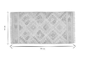 Tappeto berbero beige con motivi in lana e cotone 60 x 120 cm MAKAÏ