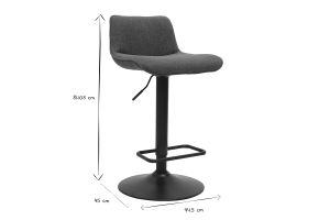 Tabourets de bar réglables pivotants 360° en tissu vert kaki et métal noir (lot de 2) BOOST