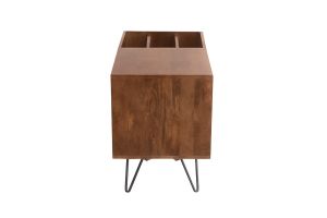 Buffet de rangement vinyles en bois manguier massif teinté et métal L90 cm BOOGIE