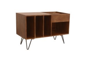 Buffet de rangement vinyles en bois manguier massif teinté et métal L90 cm BOOGIE