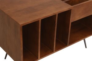 Buffet de rangement vinyles en bois manguier massif teinté et métal L90 cm BOOGIE