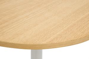 Table haute design ronde en bois clair chêne et métal blanc D60 cm CALISTA