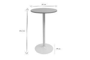 Table haute design ronde en bois clair chêne et métal blanc D60 cm CALISTA