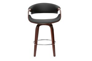 Tabouret de bar design noir et bois foncé 65 cm pivotant 360° ARAMIS