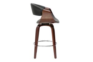 Tabouret de bar design noir et bois foncé 65 cm pivotant 360° ARAMIS