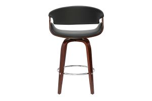 Tabouret de bar design noir et bois foncé 65 cm pivotant 360° ARAMIS
