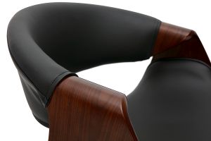 Tabouret de bar design noir et bois foncé 65 cm pivotant 360° ARAMIS