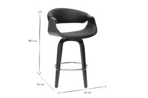 Tabouret de bar design noir et bois foncé 65 cm pivotant 360° ARAMIS