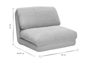 Chauffeuse 1 place convertible en tissu velours côtelé rose SPENCER