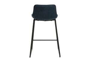 Tabourets de bar en tissu effet velours texturé bleu foncé et métal H65 cm (lot de 2) BOOST