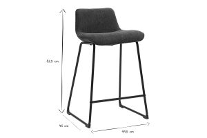 Tabourets de bar en tissu effet velours texturé bleu foncé et métal H65 cm (lot de 2) BOOST