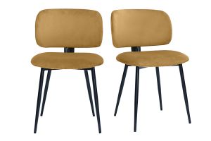 Chaises en tissu velours bronze et métal noir (lot de 2) ATRIUM
