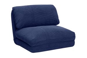 Chauffeuse 1 place convertible en tissu velours côtelé bleu foncé SPENCER