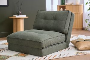 Chauffeuse 1 place convertible en tissu vert kaki SALLY