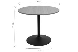 Table à manger design ronde en bois clair chêne et métal noir D90 cm CALISTA