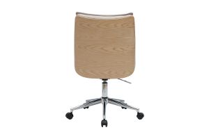 Chaise de bureau à roulettes en tissu effet velours texturé beige et métal chromé BLAISE