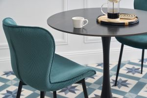 Chaises design en tissu velours côtelé bleu canard et métal noir (lot de 2) ADDICT