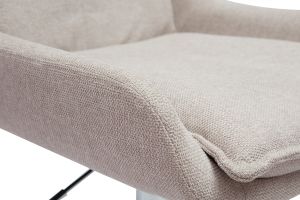 Chaise de bureau à roulettes en tissu effet velours texturé beige et métal chromé BLAISE