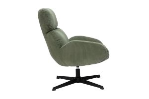 Fauteuil pivotant en tissu velours côtelé vert kaki et métal noir KLEM