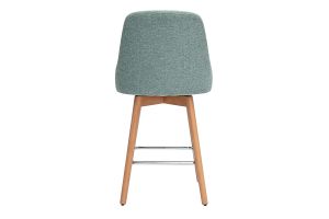 Tabourets de bar scandinaves pivotants 360° en tissu effet velours texturé vert céladon et bois hêtre massif H65 cm (lot de 2) HASTA