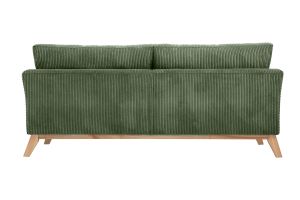 Canapé scandinave déhoussable 3 places en tissu velours côtelé vert kaki et bois clair OSLO