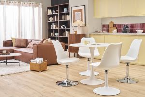 Chaise design pivotante blanche et métal chromé STEEVY V2