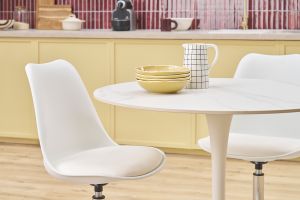 Chaise design pivotante blanche et métal chromé STEEVY V2