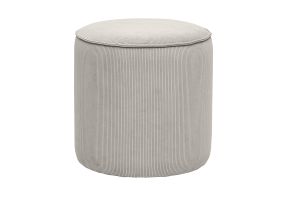 Pouf rond en tissu velours côtelé taupe D40 cm PAUL