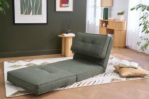 Chauffeuse 1 place convertible en tissu vert kaki SALLY